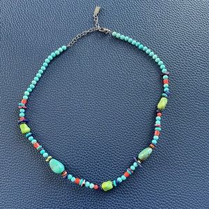 Peyote Bird turquoise and multi stone necklace